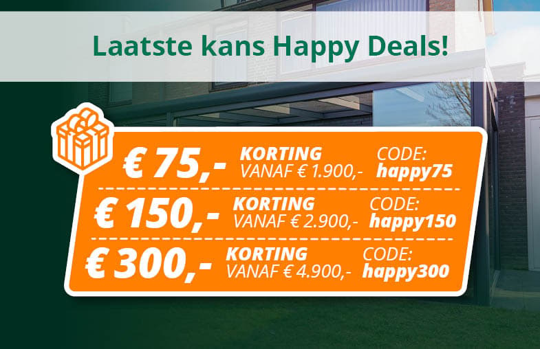 Happy Deals! Krijg tot wel € 300,- korting.