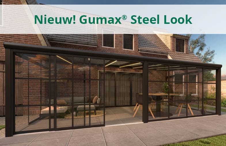 Steel Look schuifdeuren voor onder terrasoverkapping