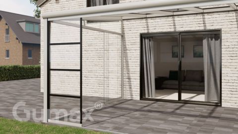 Steel Look glass sliding door 1-rail system matt white 1960mm wide with passage height of 2280mm – 2320mm