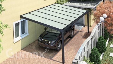 Heavy Duty carport 6.06m x 4.0m modern zwart melkglas boven